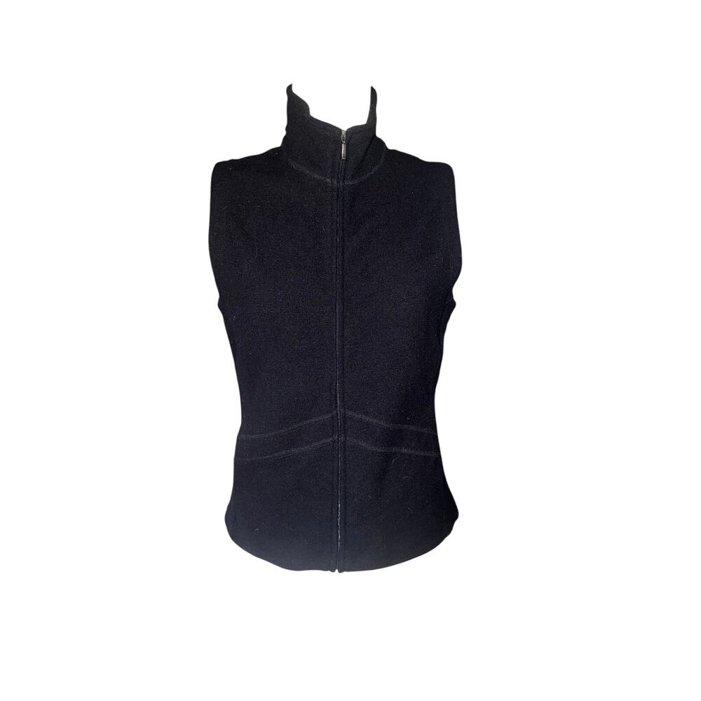 Ibex Merino Wool Vest Womens sz med Black Excellent Full Zip Mock Neck